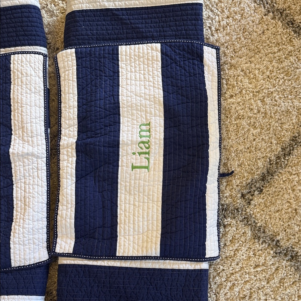 Pottery, barn, kids Navy and White Striped Quilts - Picture 2 of 10